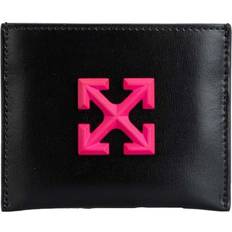 Simple Logo Leather Card Holder - Black/Pink