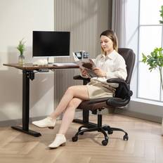 Faux Leathers Office Chairs Homcom Pu Leather Desk Brown Office Chair