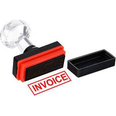 Stamps Uxcell Invoice Stamp Self Inking Red Ink Black