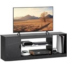 Black glass tv stand Homcom Marble Effect Stand Cabinet with Glass Shelf TV Bench