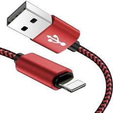 Kablar Skal-man Lightning Kabel 1 Meter Röd Nylon