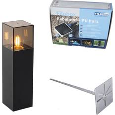 QAZQA Sort Bedlamper QAZQA Stående Udendørslampe Sort Med Røget Skærm 30 cm Bedlampe