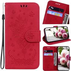 Mobile Phone Accessories GANGXUN Red Case for Pixel 9 XL Emboss Rose Flowers