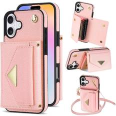 Mobile Phone Accessories GANGXUN Pink Pu Leather Crossbody Strap Case