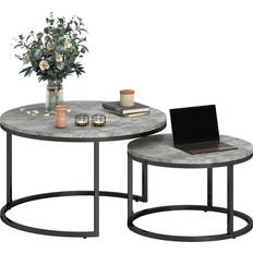 Satsbord Homcom Soffbord Set 2 St Rund Grå Satsbord