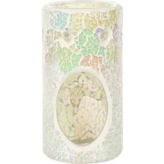 Glass Oil Lamps Pillar White Iridescent Crackle Burner Oil Lamp