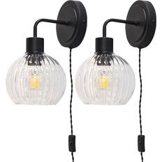 firstchoicelighting Set of 2 Toby Black Plug in Lights Wall light