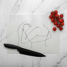 Glass Chopping Boards Line Art Hug Designer Glass Natural Chopping Board