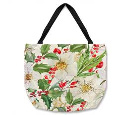 Fabric Tote Bags Watercolour Christmas Pattern Tote Bag - Natural