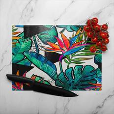 Glass Chopping Boards Flowers With Contour Designer Glass Natural One Size Chopping Board