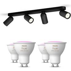 Philips Hue Pongee 4 Spotlights Svart 4 St GU10 Color Ljuskällor Spotlight