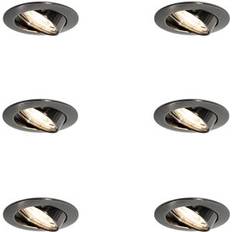 QAZQA Spotlights QAZQA Set of 6 Modern Recessed Spotlights Gunmetal GU10 50mm Spotlight