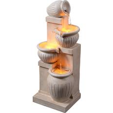 Fountains on sale Teamson Home Solar 4 Tier LED Water Fountain Cascading Bowl