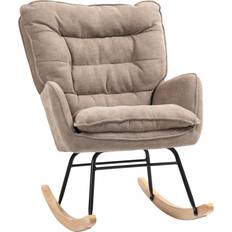 Homcom Gungstolar Homcom Orion Bred Sits Hög Rygg Brun Chenille Gungstol
