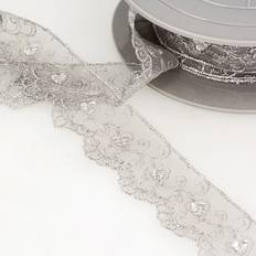 Ribbons, Tapes & Trims Stephanoise Embroidery Tulle Lace Trim Light Grey