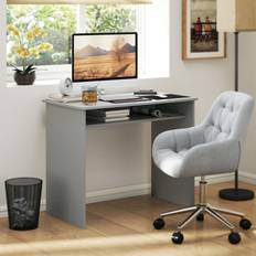 Grey Writing Desks Homcom Computer Table Study Workstation Storage Writing Desk