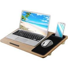 Brown Laptop Stands Geezy Lap Desk Portable Laptop Tray With Phone Slot Mouse Pad