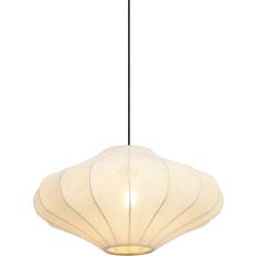 Keramik Taklampor QAZQA Japandi Beige Med Tygskärm 50 cm Pendellampa