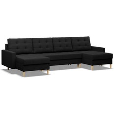 Mebligo U-shaped Black Sofa 294cm 4-Sitzer