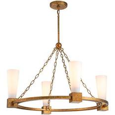 Belysning Elstead Lighting Kristy Four Chandelier Distressed Gold Pendant Lamp