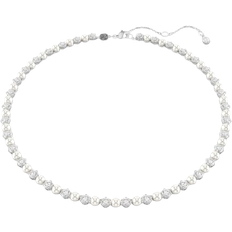 Swarovski Matrix Tennis Necklace - Silver/Pearls/Transparent
