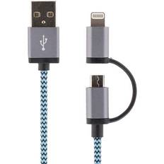 Kablar Deltaco Ny Tygklädd USB Kabel Med Både Lightning Kontakt