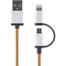 Kablar Deltaco Ny Tygklädd USB Kabel Med Både Lightning Kontakt