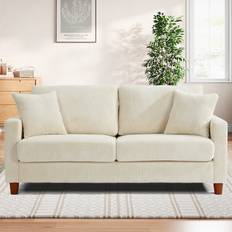 17 Stories Corduroy Beige Sofa 452.1cm 2 Seater