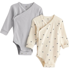 Recycled Materials Bodysuits Lindex Ribbed Wrap Bodysuits 2-pack - Light Dusty Blue
