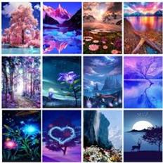 Blåa Diamond Paintings Fiyo DIY 5D Full Round Diamond Painting 20x30cm