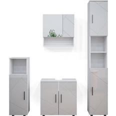 Vicco Set Mobili Bagno Bianco Lucido 4 Parti