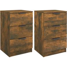 vidaXL 817052 Smoked Oak Sängbord 36x40cm 2st