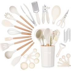 nuovva Utensil Holders With Cream Kitchen Utensil 35pcs