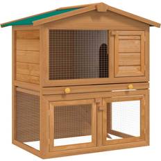 vidaXL Outdoor Rabbit Hutch 3 Doors Brass