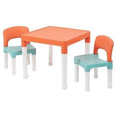 Kids table & chairs Liberty House Toys Kids Table & 2 Chair Set Turquoise/Orange