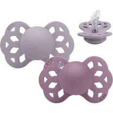 Bibs Infinity Silicone Pacifier Size 1 0-6m 2-pack Fossil Grey/Mauve