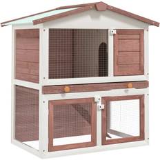 vidaXL Outdoor Rabbit Hutch 3 Doors Brown