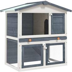 vidaXL Outdoor Rabbit Hutch 3 Doors Grey