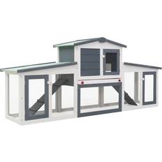 vidaXL Outdoor Large Rabbit Hutch 204x45x85cm Grey/White