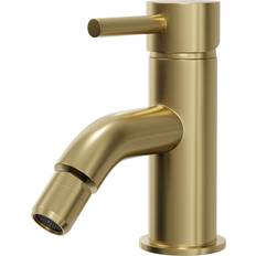 Round Brushed Brass Bidet Mixer Tap