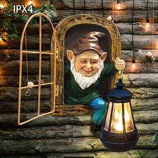 Garden & Outdoor Environment MDSRJONE Whimsical Garden Gnome Elf Outdoor Tree Statue