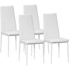 Padded Seat - White Kitchen Chairs Homcom 4-Pieces Faux Leather Dining Chairs White Kitchen Chair