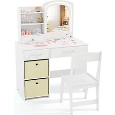 Kids Vanity Set Princess Makeup Desk Chair