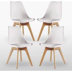 P&N Homewares Lorenzo White Kitchen Chair 83cm 4pcs