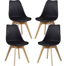 P&N Homewares Lorenzo Black Kitchen Chair 83cm 4pcs