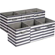 Amazon Basics Collapsible Awning Stripe White/Light Grey Storage Box 6pcs