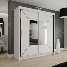 Sliding Wardrobes 4u Nicole Double Mirror White Wardrobe 180x217cm