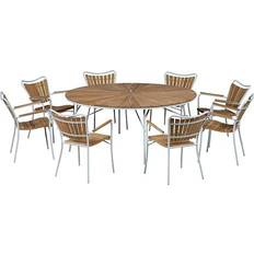 Skargaarden Kerteminde Ø170 - Teak/White Havemøbelsæt, 1 borde inkl. 8 stole