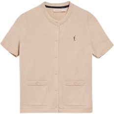 Polo Club Short Sleeved Button Down Cardigan with Rigby Go Logo - Beige