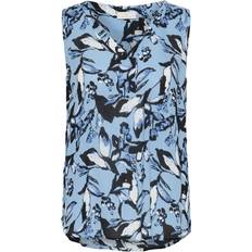 Blommiga Överdelar Kaffe Kaamber Top Printed Dam Toppar - Blue Graphic Flower